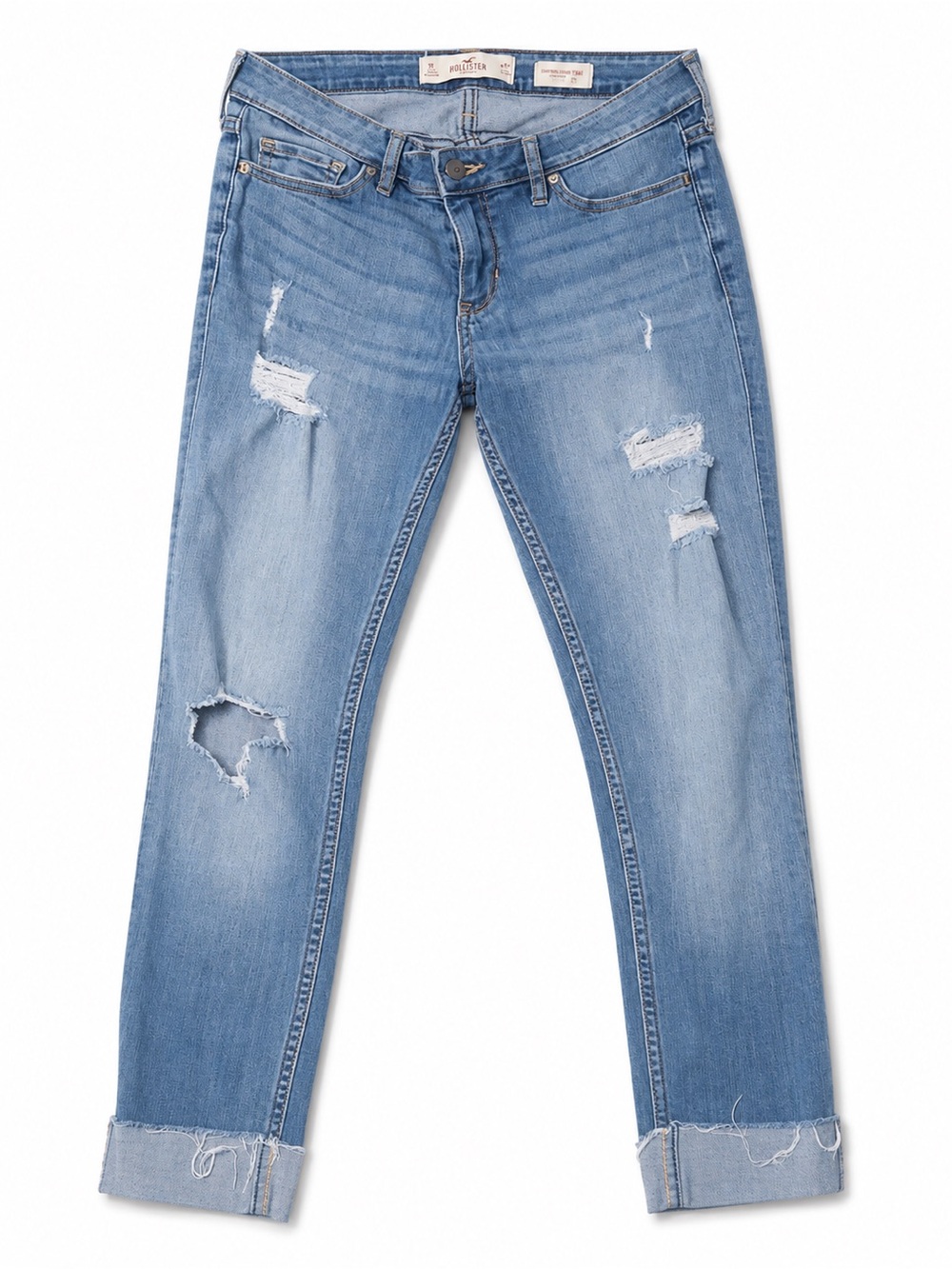 Hollister Low Rise skinny cuffed jeans distressed Size 27/5L